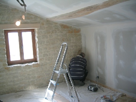 Plasterboarded bedroom